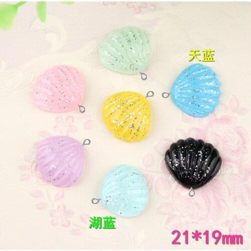 10pcs 21*19mm Resin Shell charm scallop marine series accessories children hair jewelry material mobile phone shell drip oil DIY