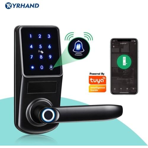 Tuya Fingerprint , Security Intelligent Smart Lock With WiFi APP Password RFID Unlock,Door Lock Electronic Hotels