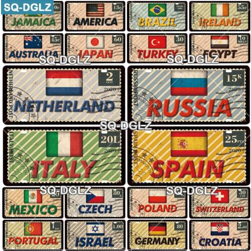 [SQ-DGLZ] Country Travel Metal Sign Vintage Plaque Tin Sign Wall Decor For Bar Pub Plate Craft Flag Stamp Poster Custom