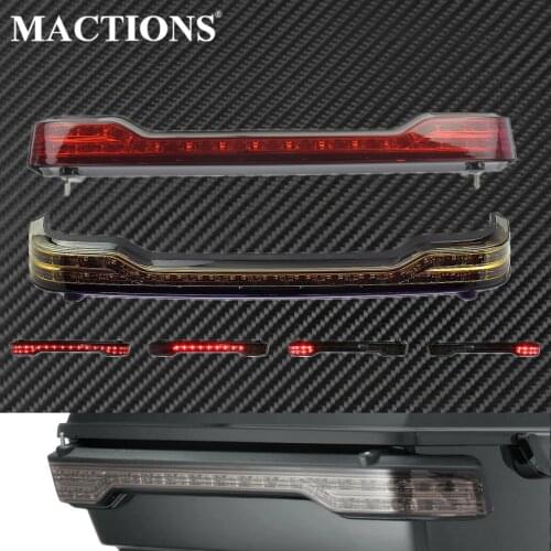 Motorcycle LED Rear Tour-Pak King Tour Pack Brake Turn Tail Lamp Light Red/Smoke For Harley Touring 2014-2019 Tri Road Glide