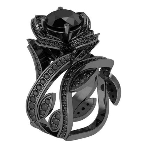 UFOORO Purpal/Black/Greeb/Blue/Red Charm Flower Zircon Engagement Rings Sets for Women Wedding Jewelry Anel Valentine Gift