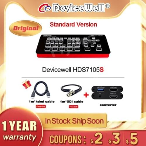 DeviceWell HDS7105S CH HD Video Switcher 4 HDMI Cable - Compatible 1080P Multiview for Youtube Live Streaming Control Tally