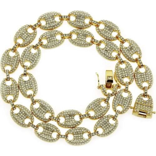 Xuanpai New Hip-hop Accessories Trendsetter Pendant Pig Nose Button Coffee Beans Set Full Color Diamond Mens Chain Necklace