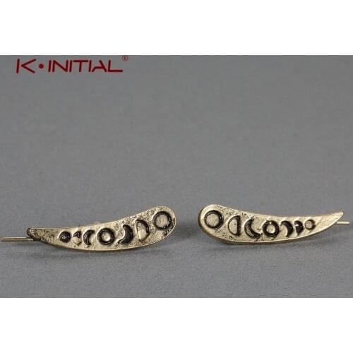 Kinitial Retro Moon Phase Ear Cuff Earrings for women Ear Climber Earrings Modern Jewelry Bohemian Crescent Moon Crawler Bijoux