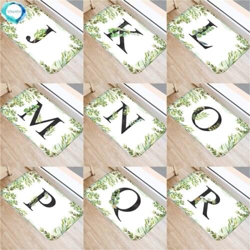 1PC 40x60cm Mats in Hallway Doormat Leaves Letter Simple Classic White Green Decor Home Anti-Slip Dustproof Living Room Rug