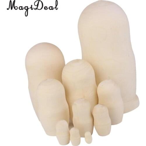 10x DIY Unpainted Wooden Blank Embryos Russian Nesting Dolls Matryoshka Toy Xmas Gifts