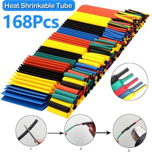 168Pcs/Pack Thermoresistant Tube Heat Shrink Wrapping Kit Shrin Tubing Assorted Size Wire Cable Insulation Sleeving Cable Sleeve