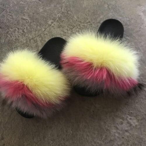 2020 Funny Amazon Monster Red Fox Fur Slippers Indoor Cute Slides Sandals