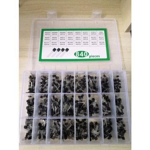 24Values Transistor Assorted Kit BC327 548 549 550 556 557 558 2N2222 3906 3904 5401 5551 C945 A1015 S8550 c1815 S9012/13/14/15