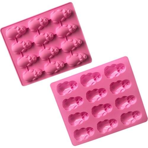 50pcs 12 Holes Lovely Littles Pig Shape Cake Silicone Mould Chocolate Jelly Ice Candy Mold DIY Baking Tools