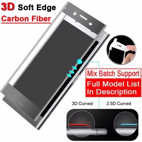 Sinzean 50pcs 0.2mm Premium 3D full glue carbon fiber tempered glass for sony Xperia ace 1 xz2p xz2c XZ1 XZS XZP XP5 XP8 XP10