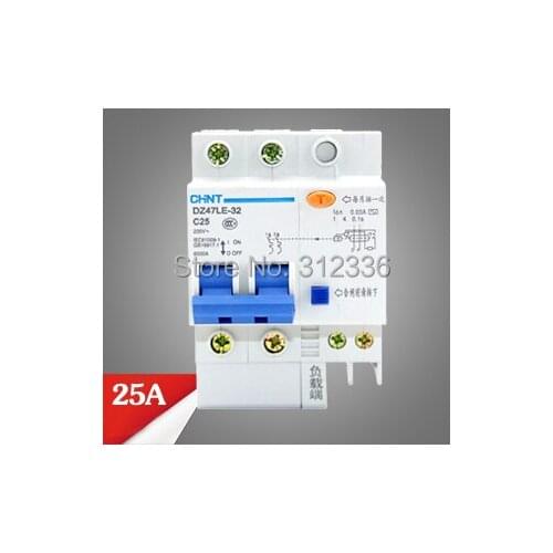 Free Shipping Two years Warranty NXBLE-32 DZ47LE-32 C25 2P 25A 2 pole ELCB RCD earth leakage circuit breaker residual current