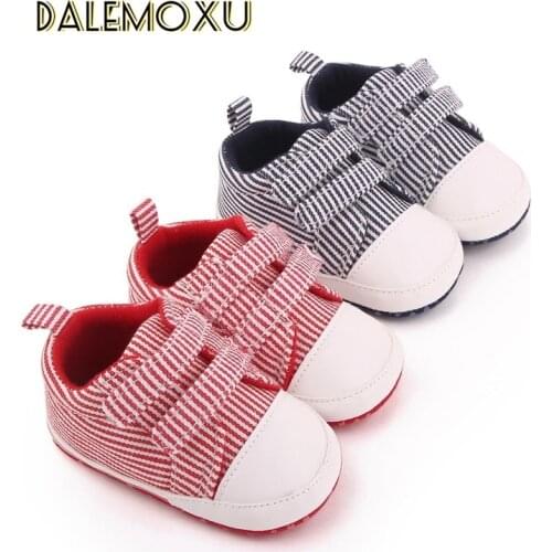 Infant Shoes Boys Girls Stripe Baby Toddler Kids Canvas Sports Shoes Soft Sole Anti-slip Newborn Prewalker Baby Casual Shoes