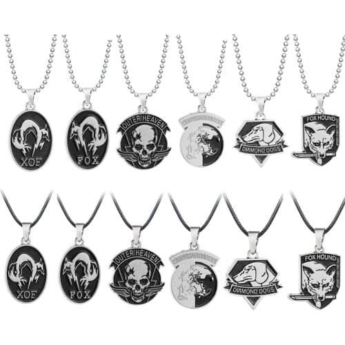 Game Metal Gear Solid 5 Necklace Fox Hound Outer Heaven Necklaces Metal Pendant Choker Necklace Skull Animal Jewelry Gift