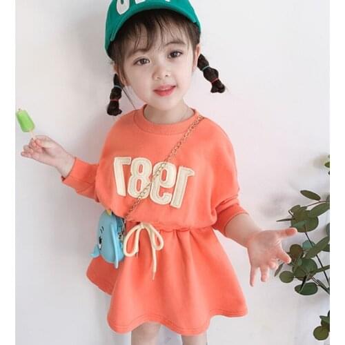 Girl Dress Kids Baby Gown 2021 Orange Winter Autumn Toddler Princess Outwear School Uniform Dresses Children Clothing