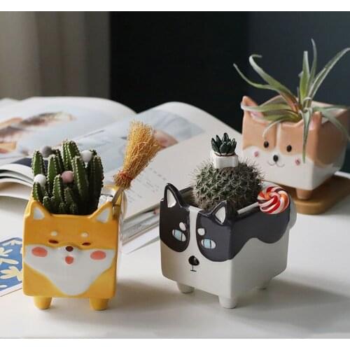 Home Decoration Flower Pots Creative Miniature Model Cute Animal Planter Container Succulent Flowerpots Fairy Garden Decors