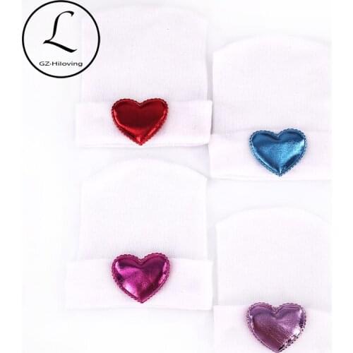 Newborn Baby Boys Girls Metallic Heart Cotton Beanies Hat 0-3M Soft Hospital Hats Cap For New born Gifts Head Hair Accessories