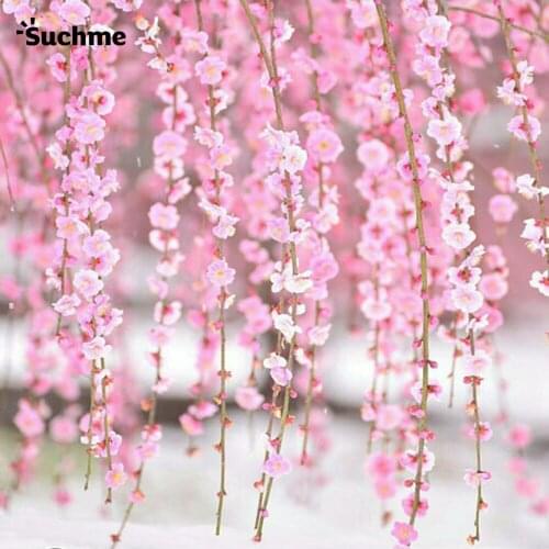 Simulation Wedding Supply Cherry Silk Material Fake Pink White Artificial Home Dried Flower Strings Handmade Festival Decoration