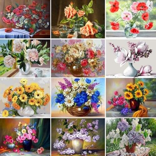 50/65/75 DIY Oil Painting flower Picture Handpainted Crafts for Adults Paints By Number Kits On Canvas Picture Home Decor Gift