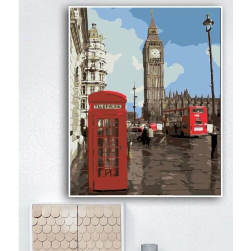YIJIE London und Big Ben DIY Painting By Numbers HandPainted Oil Painting Canvas Colouring Unique Gift Home Decor