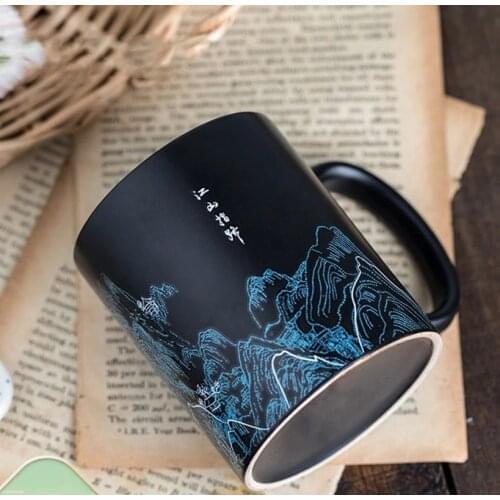 Traditional Chinese Culture Color Changing Original Mug Ceramic Mug Ink Painting Hot Color Changing Coffee Cup Milk Cup
