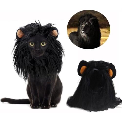 Pet Costume Lion Headgear Long Hair Lion Mane Wig For Dog Cat Funny Cosplay For Costumes Halloween Christmas Pet Hat Accessories