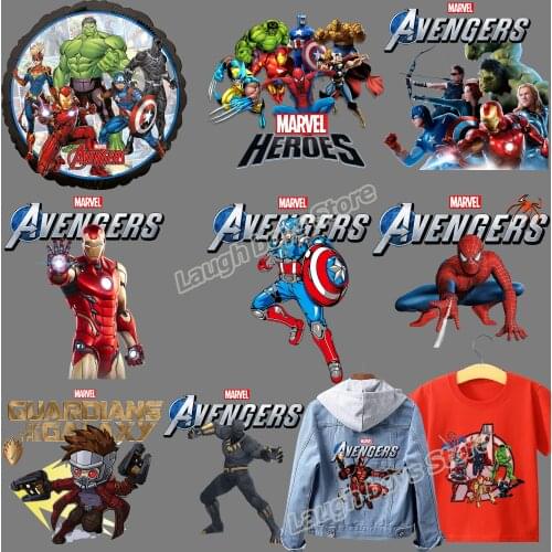 Disney Ironing Hot Transfer Marvel Clothing Sticker Iron Man Spider Man Avengers Clothes Patches Bag Hoodie Shirt Stamping Gift
