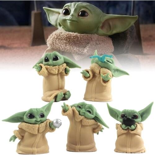 Cute 5Pcs/Set Baby Yoda Grogu Action Figure Toys 5-6cm Mandalorian Action Toys Kawaii Yoda Baby Figuras Hot Kids Toys Xmas Gifts