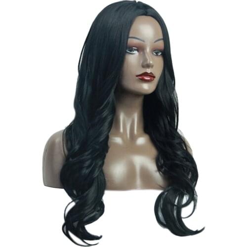 Soft Synthetic Hair Natural Wig Long Wavy Curly Full Wigs with Cap for Women Human Hair Lace Front Side Part Wigs
