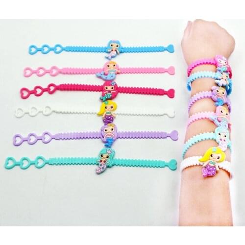 Disneys new hot sale cartoon mermaid bracelet PVC soft creative gift childrens bracelet baby toys