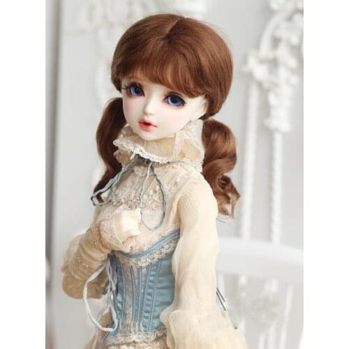 BJD doll wig suitable for 1-3 1-4 1-6 1-8 size mohair double ponytail wave braid doll accessories