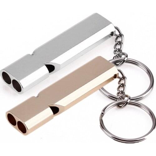 Mini Portable 150db Double Pipe High Decibel Outdoor Camping Hiking Survival Whistle Multi-Tools Emergency Whistle Keychain