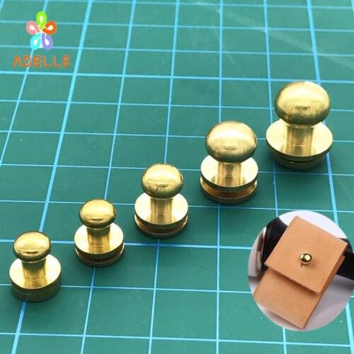 5/6/7/8/9/10mm Leather Solid Brass Durable Belt Screw/Nail Rivet/round head button stud/chicago screw DIY free shipping 40sets