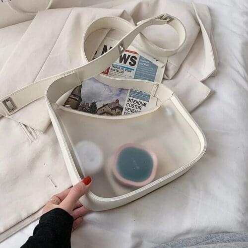 Transparent Design Small PU Leather Crossbody Bags for Women 2021 Summer Trend Womens Branded Beach Shoulder Handbags 5 colour