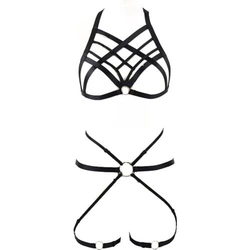 Europe and the United States sexy temptation hollow bra sexy split ladies sling sling sexy lingerie sling bra set