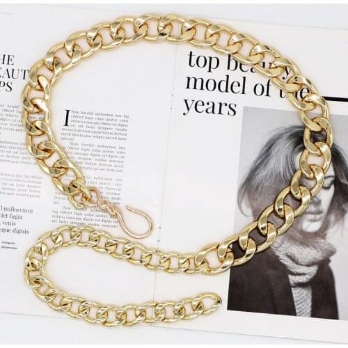 Silver Gold Wide Waist Chain For Women High Hop Pant Chain Adult Metal Alloy Link Chain Waistband Hook Buckle Adjustable Belts