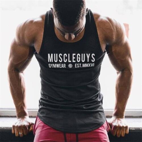 Workout Casual Singlets Sleeveless Bodybuilding Fashion Mesh Mens Tank Top Fitness Brand Gym Tanktops Vest Stringer Undershirt