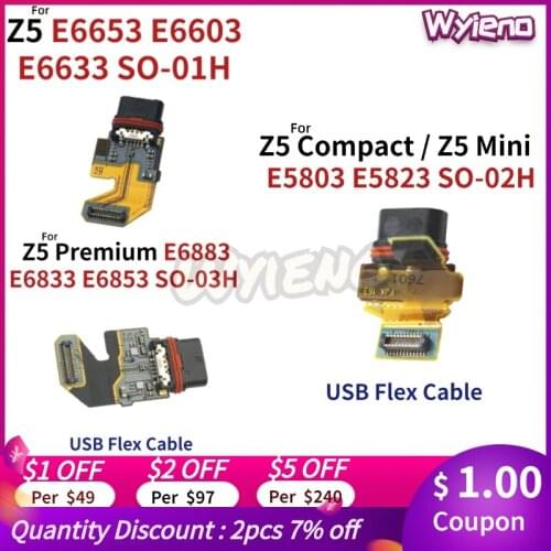 Wyieno For Sony Xperia Z5 Compact Z5Mini Z5 Premium USB Dock Charging Port Plug Charger Connector Flex Cable Board