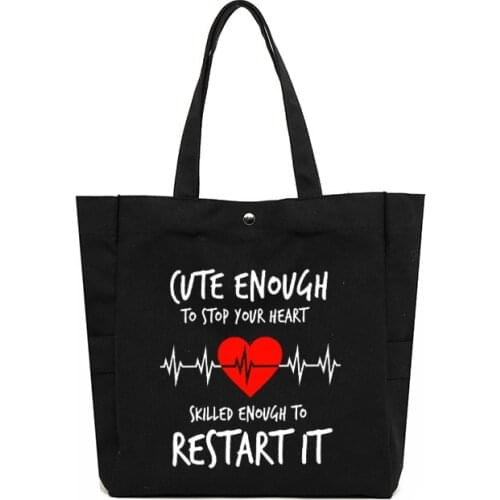 Funny Printed Nurse Bag Nurse Gift Women Shoulder Bag Canvas Tote Bag Women Shopping Bag Beach Bag Large Capacity