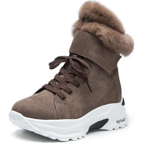 Luxury brand 2020 new winter snow boots for women genuine leather rabbit fur keep warm shoes female ankle boots bottes femme