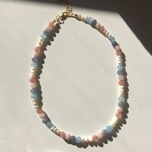 Women exquisite fashion color bead necklace Bohemia freshwater pearl jewelry party banquet beach Charm цепочки и ожерелья 2021