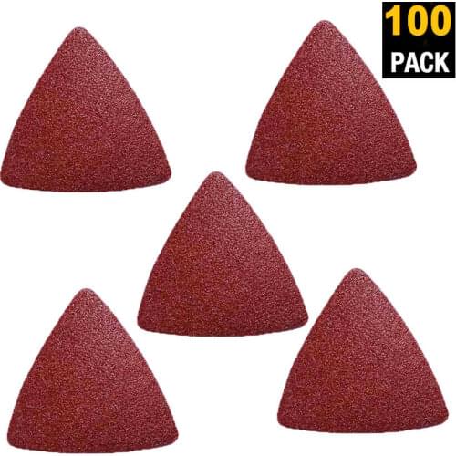 100PCS Triangle Sanding Pads 3-1/8Inch 80mm Hook and Loop Sandpaper 40-240 Grits