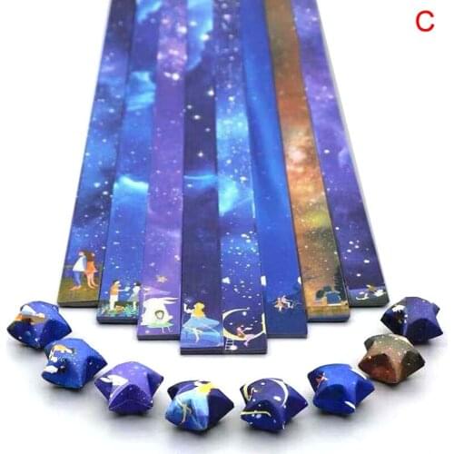 136 X Folding Paper Lucky Star Paper Strip Sky Universe Pattern Origami Craft Handmade Home DIY Cards Gift Decoration