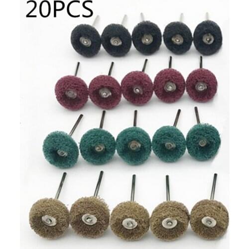 20pcs Mini Drill Abrasive Nylon Brush Buffing Polishing Wheels Shank Metal Polish for Dremel Rotary Tool Accessories Set