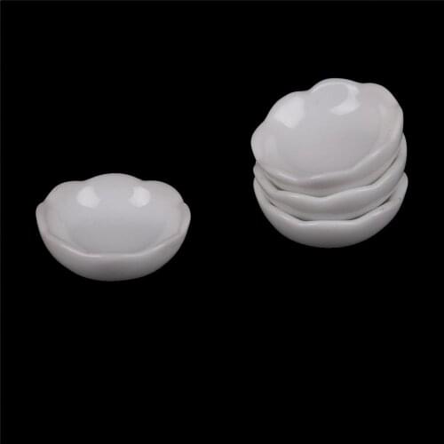 4PCS White Ceramics Dish Plate Dollhouse Miniature Novelty 1:12 Gift Doll House For Children Kids Kitchen Furniture Toys