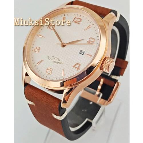 42mm Corgeut mens fashion hot Selling rose gold sapphire glass white dial automatic mans mechanical watch