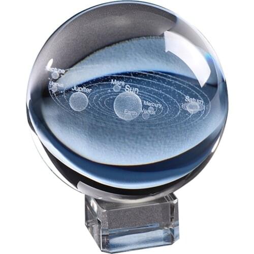 6cm Crystal Ball With Stand for Shooting Solar System Planet Astronomy Glass Ball Decoration Gift Crystal Spheres Pediatal