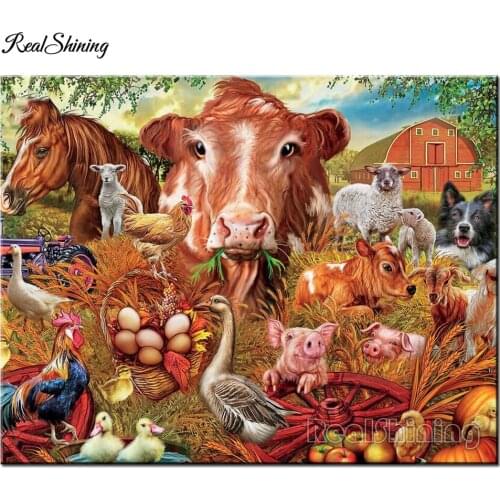 5d Diy Diamond Painting Highland Cow,Sheep, Pig ,Duck Farm Animals Cross Stitch Diamond Embroidery Full Square/Round Drill T196