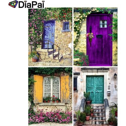 DIAPAI 5D DIY Diamond Painting 100% Full Square/Round Drill "Flower Gate Scenery" 3D Embroidery Cross Stitch Home Decor