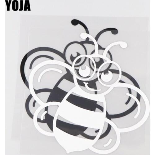 YOJA 14.6×14.6CM Lovely Little Bee Decal Cartoon Vinyl Pattern Car Stickers Black/Silve0r 19C-0136
